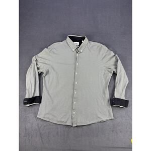 Brax Feel Good Mens Long Sleeve Button Up Geometric Green/Navy Men's LG